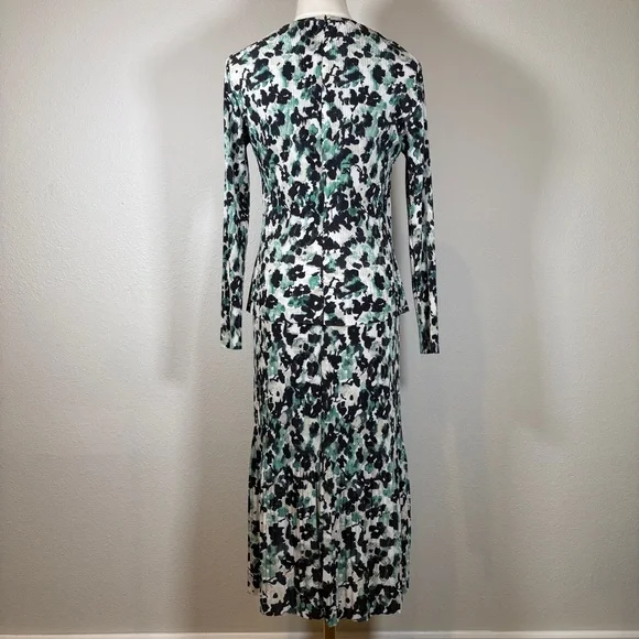 Hugo Boss Green and Black Abstract Long Sleeve Dress Size Medium - Picture 3 of 16